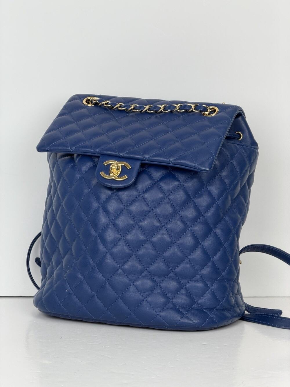 Chanel Urban Spirit Small Backpack in Blue Quilted Leather Gold HW 2018 YC3